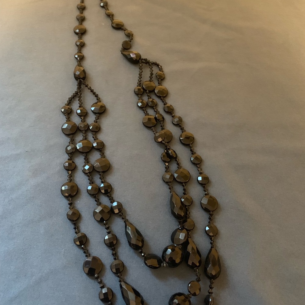 EUC Lia Sophia Black beaded multi strand necklace